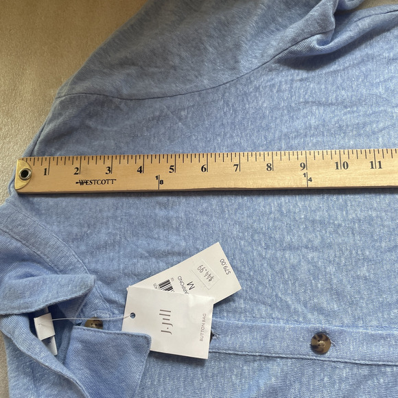 J Jill Shirt Womens Medium Linen Button Up Long Sleeve Lightweight Clearpond - Picture 10 of 13